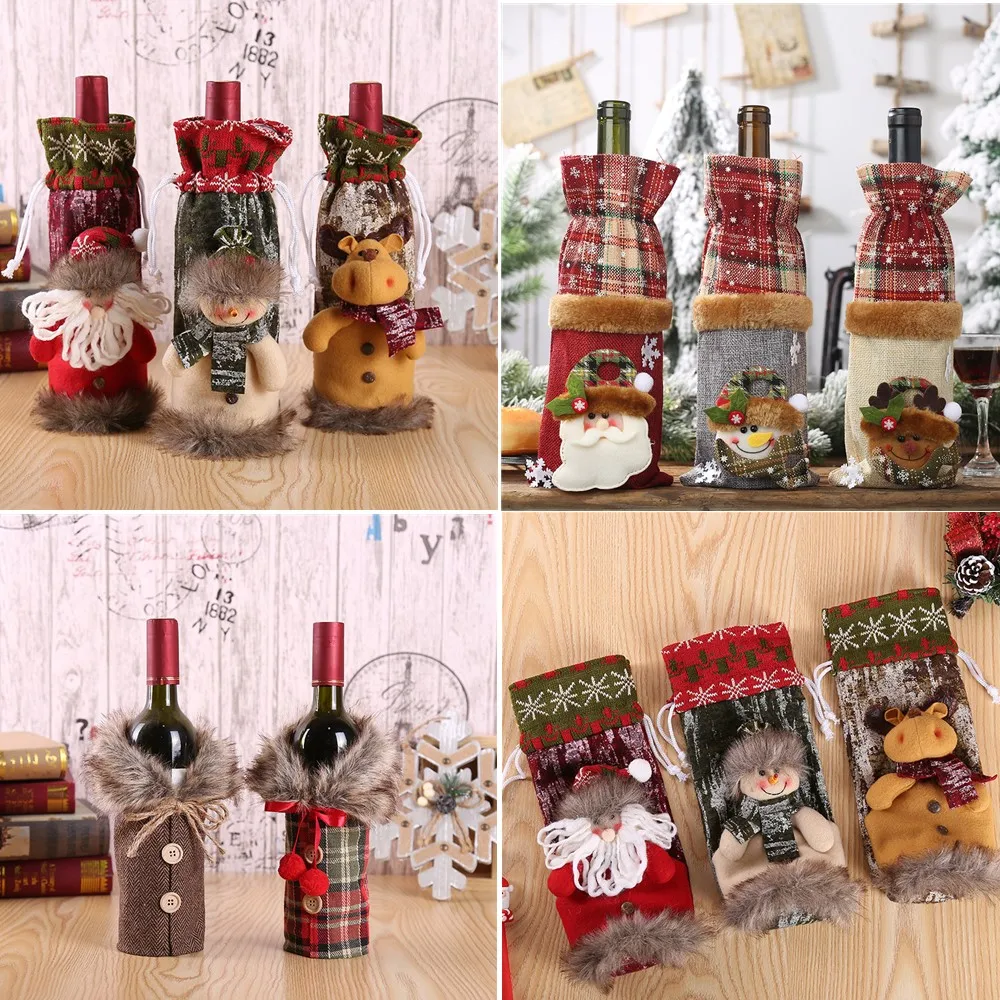 Christmas Table wine bottle decoration Set Santa Snowman Bottle Cover Clothes Kitchen Decoration for New Year Xmas Home Dinner
Christmas Table wine bottle decoration Set Santa Snowman Bottle Cover Clothes Kitchen Decoration for New Year Xmas Home Dinner