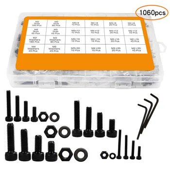 1060Pcs Carbon Steel Cylinder Head Hexagon Combination Bolt M2 M3 M4 M5 Hexagon Nut Washer Screw Combined Kit
1060Pcs Carbon Steel Cylinder Head Hexagon Combination Bolt M2 M3 M4 M5 Hexagon Nut Washer Screw Combined Kit