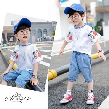 Summer new children's clothing boys denim shorts suit Korean version of the big boy casual thin T-shirt two-piece suit
Summer new children's clothing boys denim shorts suit Korean version of the big boy casual thin T-shirt two-piece suit