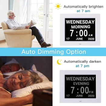 8" Large Screen Display Digital Calendar Alarm Day Clock Am Pm 12 Alarm Dementia Memory Loss Impaired
8" Large Screen Display Digital Calendar Alarm Day Clock Am Pm 12 Alarm Dementia Memory Loss Impaired