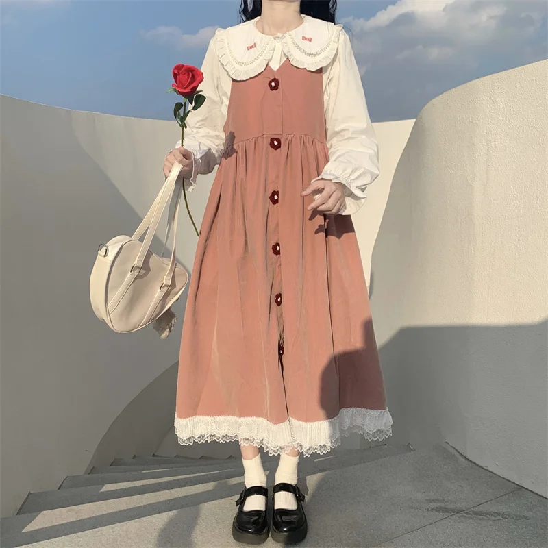 Japanese Style Dress for Women Autumn and Winter Small Sweet Gentle Cute Fairy Suspender Dress Mori Style Retro Long Dress
Japanese Style Dress for Women Autumn and Winter Small Sweet Gentle Cute Fairy Suspender Dress Mori Style Retro Long Dress
