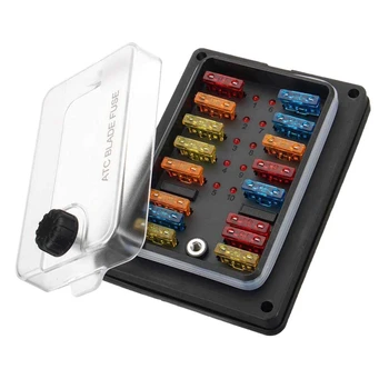 10 Way Blade Fuse Box with 16Pcs Fuses Waterproof LED Indicator Blade Fuse Box for Car Boat Marine Caravan
10 Way Blade Fuse Box with 16Pcs Fuses Waterproof LED Indicator Blade Fuse Box for Car Boat Marine Caravan