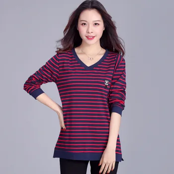 Fat Sister Big Code Women's Wear 2019 Autumn Clothes Long Sleeve Stripes T Shirt Women's Top Backing Shirt
Fat Sister Big Code Women's Wear 2019 Autumn Clothes Long Sleeve Stripes T Shirt Women's Top Backing Shirt