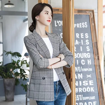 2019 Small Suit Coat Female Leisure Medium Length Money Lady Grid Suit Seven Points Sleeve Occupation Pack 
2019 Small Suit Coat Female Leisure Medium Length Money Lady Grid Suit Seven Points Sleeve Occupation Pack
