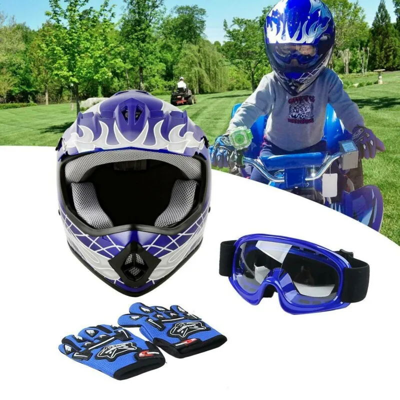 Фото Мотоциклетный шлем Dot Youth для детей голубой защитный - купить