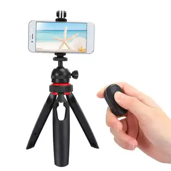 Mini Phone Tripod with Bluetooth Remote Control Phone Clip Holder Mount Rotable Ballhead for DSLR SLR Camera Motion Cameras
Mini Phone Tripod with Bluetooth Remote Control Phone Clip Holder Mount Rotable Ballhead for DSLR SLR Camera Motion Cameras