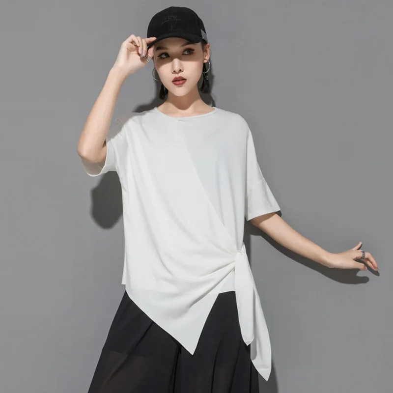 2020 New Summer Women Black Casual Loose Short Sleeve Patchwork Irregular Bow T-shirt Top Fashion Tees Oversize Streetwear WT26
2020 New Summer Women Black Casual Loose Short Sleeve Patchwork Irregular Bow T-shirt Top Fashion Tees Oversize Streetwear WT26