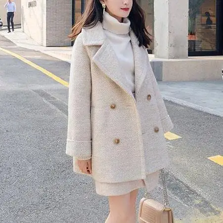 Vintage Two Piece Women Sets Autumn Winter Skirt Suit Sets Notched Office Lady Suits
Vintage Two Piece Women Sets Autumn Winter Skirt Suit Sets Notched Office Lady Suits