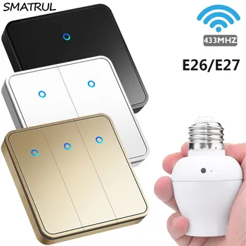 SMATRUL E26 E27 Lamp holder smart push Wireless Switch Light bulb 433Mhz RF Remote Control Wall Panel home Socket 1/2/3 gang
SMATRUL E26 E27 Lamp holder smart push Wireless Switch Light bulb 433Mhz RF Remote Control Wall Panel home Socket 1/2/3 gang