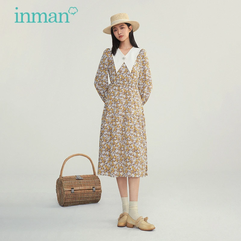 INMAN Women's Dress Spring Autumn Elegant Pastoral Floral Tucked Waist Design A-line One-Piece
INMAN Women's Dress Spring Autumn Elegant Pastoral Floral Tucked Waist Design A-line One-Piece