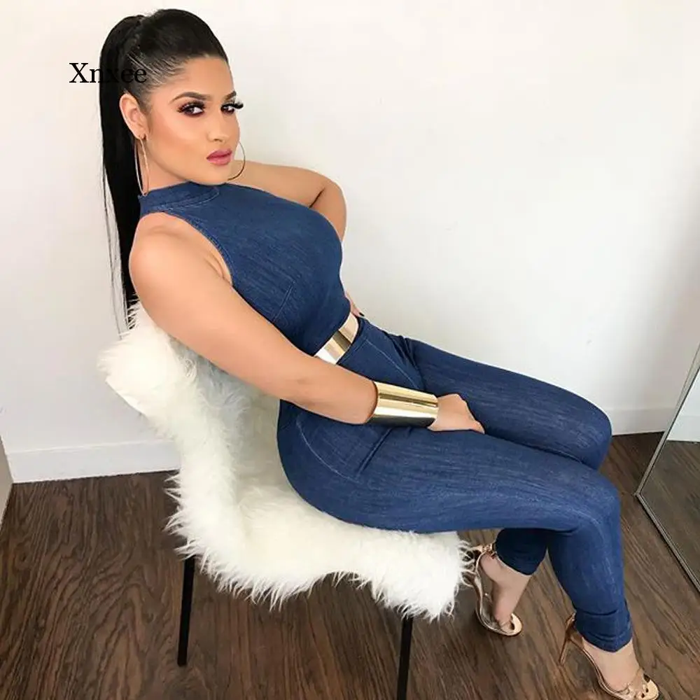 Women Casual Halter Sleeveless Denim Rompers Belt Jumpsuits Strapless Top Bodycon Jeans Leggings Playsuit Overalls Outfits
Women Casual Halter Sleeveless Denim Rompers Belt Jumpsuits Strapless Top Bodycon Jeans Leggings Playsuit Overalls Outfits