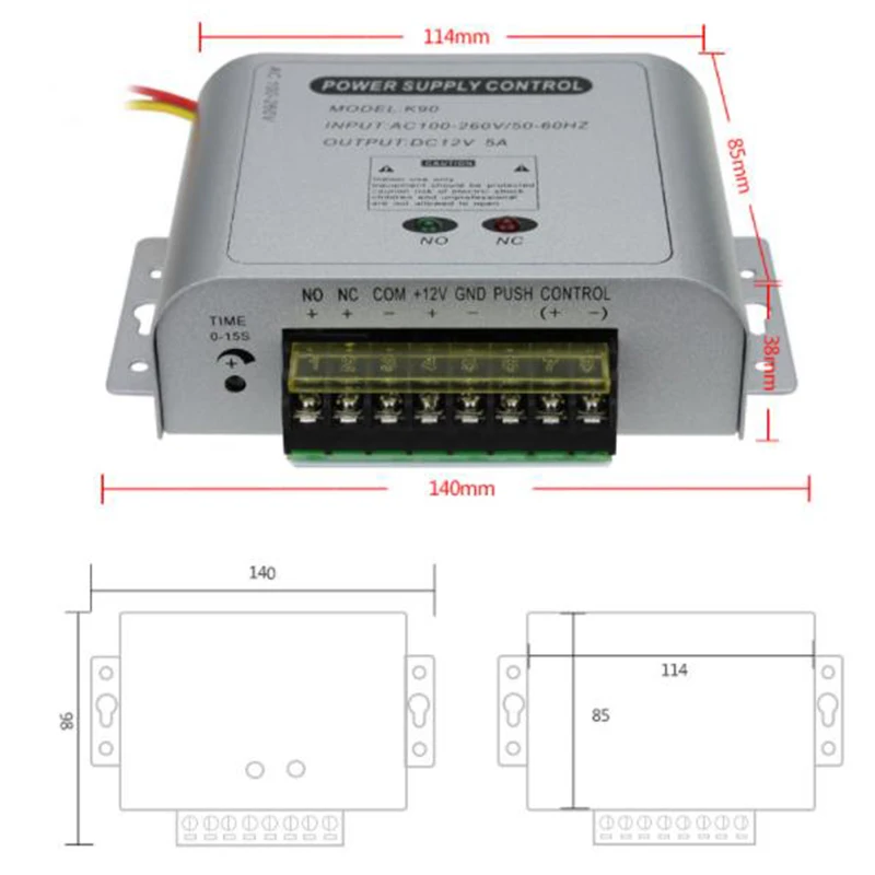 1 pcs Replacement DC 12V 5A Power Supply for Door Entry Access Control System new high quality hot sale 
1 pcs Replacement DC 12V 5A Power Supply for Door Entry Access Control System new high quality hot sale