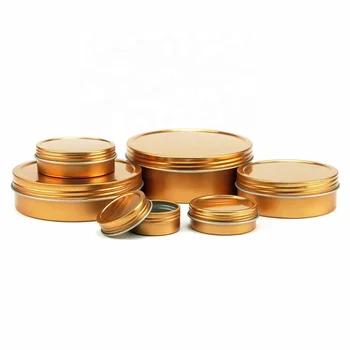 

1oz 2oz 4oz Gold Aluminum Tin Boxes with Black Screw Lid Cover Round Cosmetic Lip Balm Tin Jars Salves Containers - 30/50/60/80g