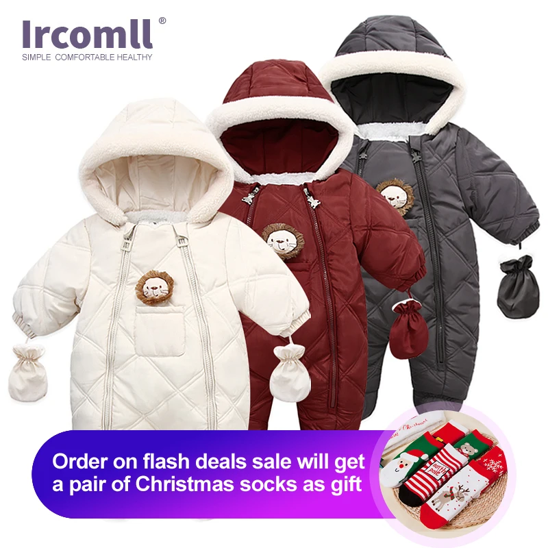 Ircomll Hight Quality Newborn Baby Winter Clothes Snowsuit Warm Fleece Hooded Romper Cartoon Lion Jumpsuit Toddler Kid Outfits |