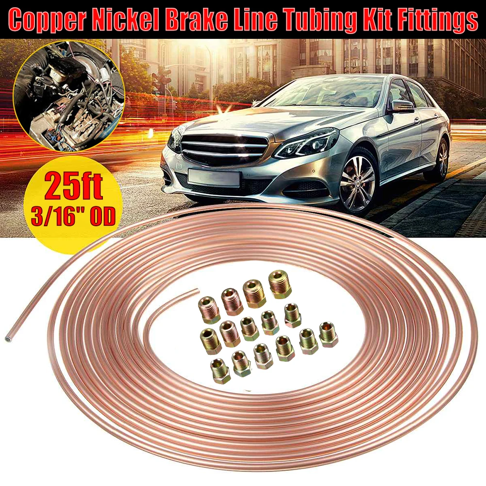 25ft 7.62m Roll Tube Coil of 3/16" OD Copper Nickel Brake Pipe Hose Line Piping Tube Tubing Anti-rust With 15PCS Tube Nuts
25ft 7.62m Roll Tube Coil of 3/16" OD Copper Nickel Brake Pipe Hose Line Piping Tube Tubing Anti-rust With 15PCS Tube Nuts