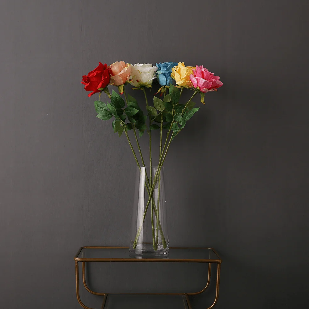 Open Poly Silk Rose Stem Artificial Queen Flowers for Wedding in 6 Colors White Yellow Coral Pink Red Blue - 26.5" Tall
Open Poly Silk Rose Stem Artificial Queen Flowers for Wedding in 6 Colors White Yellow Coral Pink Red Blue - 26.5" Tall