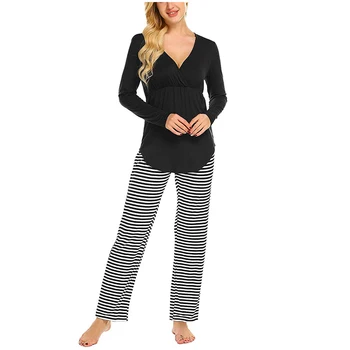2Pcs/Set Cotton Home Clothes for Pregnant Women Striped Long Sleeve Nursing Clothes Maternidad Mother Pajama Set T-shirt + Pants
2Pcs/Set Cotton Home Clothes for Pregnant Women Striped Long Sleeve Nursing Clothes Maternidad Mother Pajama Set T-shirt + Pants