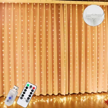 3*3m 300 Lights Copper Wire Curtain Light String Christmas Holiday Girl Room Home Decoration USB Remote Control Lantern
3*3m 300 Lights Copper Wire Curtain Light String Christmas Holiday Girl Room Home Decoration USB Remote Control Lantern