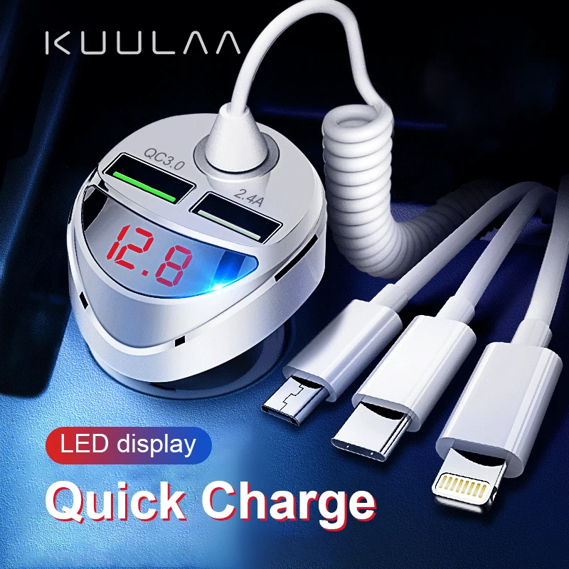 KUULAA Car Charger USB Type C Micro 3 in 1 USB Cable Car Charger Fast Charge USB C Wire Cord For iPhone Samsung Huawei Xiaomi
KUULAA Car Charger USB Type C Micro 3 in 1 USB Cable Car Charger Fast Charge USB C Wire Cord For iPhone Samsung Huawei Xiaomi