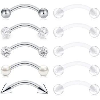 10PCS Curved Barbell Snake Eyes Tongue Ring Piercing Belly Button 14GSurgical Steel Clear Acrylic Retainer Length
10PCS Curved Barbell Snake Eyes Tongue Ring Piercing Belly Button 14GSurgical Steel Clear Acrylic Retainer Length