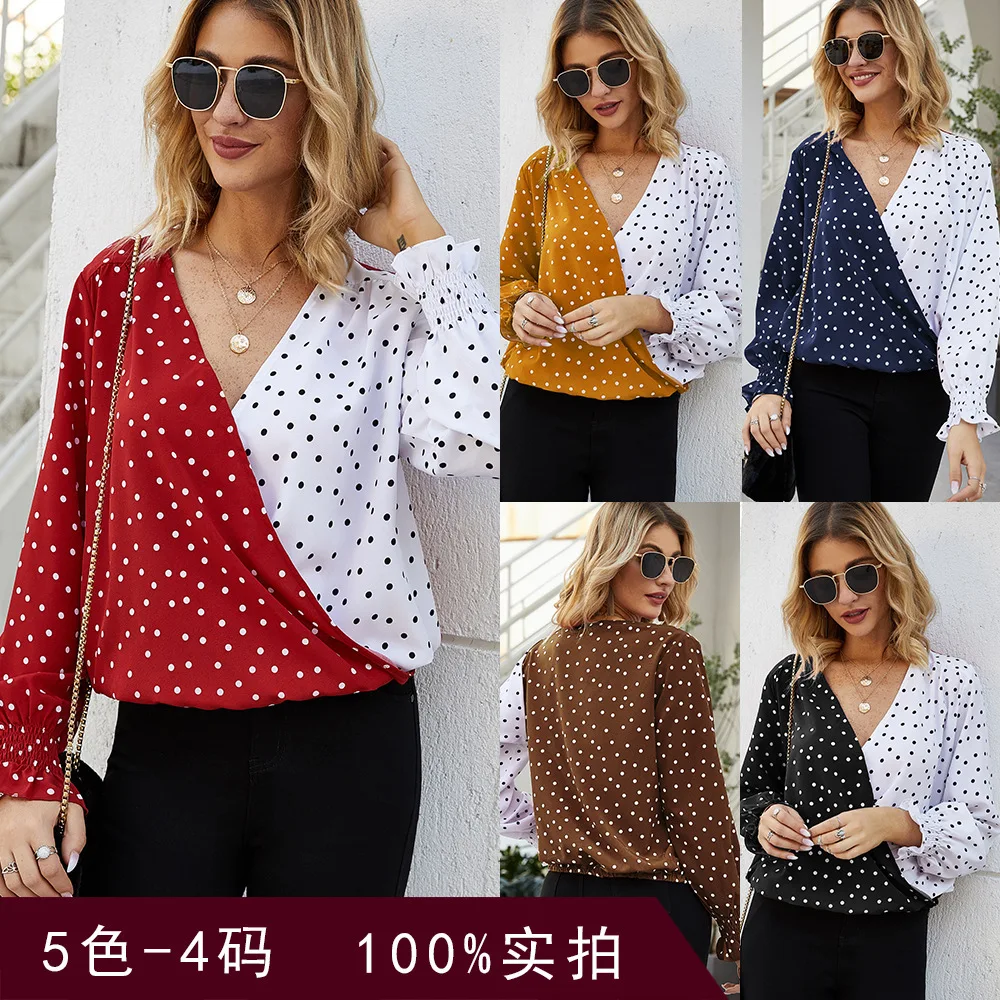 women long sleeve shirts tops and blouses clothing ladies tops Polyester Office Lady Full Patchwork V-Neck Puff Sleeve
women long sleeve shirts tops and blouses clothing ladies tops Polyester Office Lady Full Patchwork V-Neck Puff Sleeve