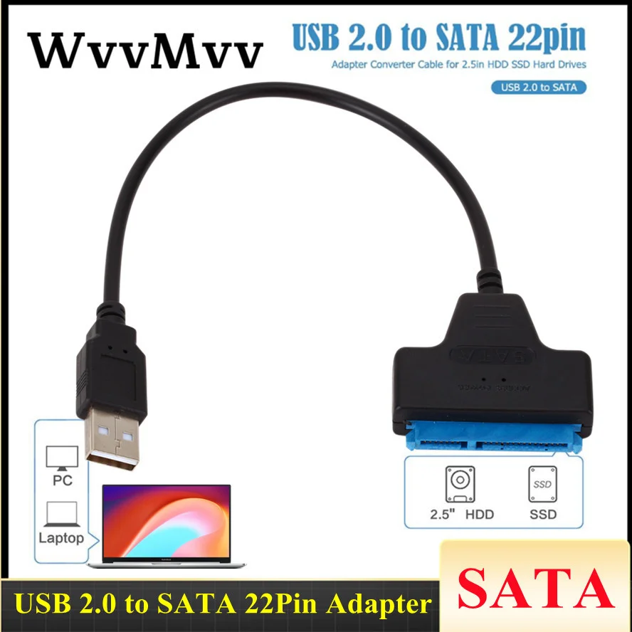 

USB 2.0 to SATA 22pin Cable Adapter Converter Lines HDD SSD Connect Cord Wire for 2.5in Hard Disk Drives for Solid Drive Disk