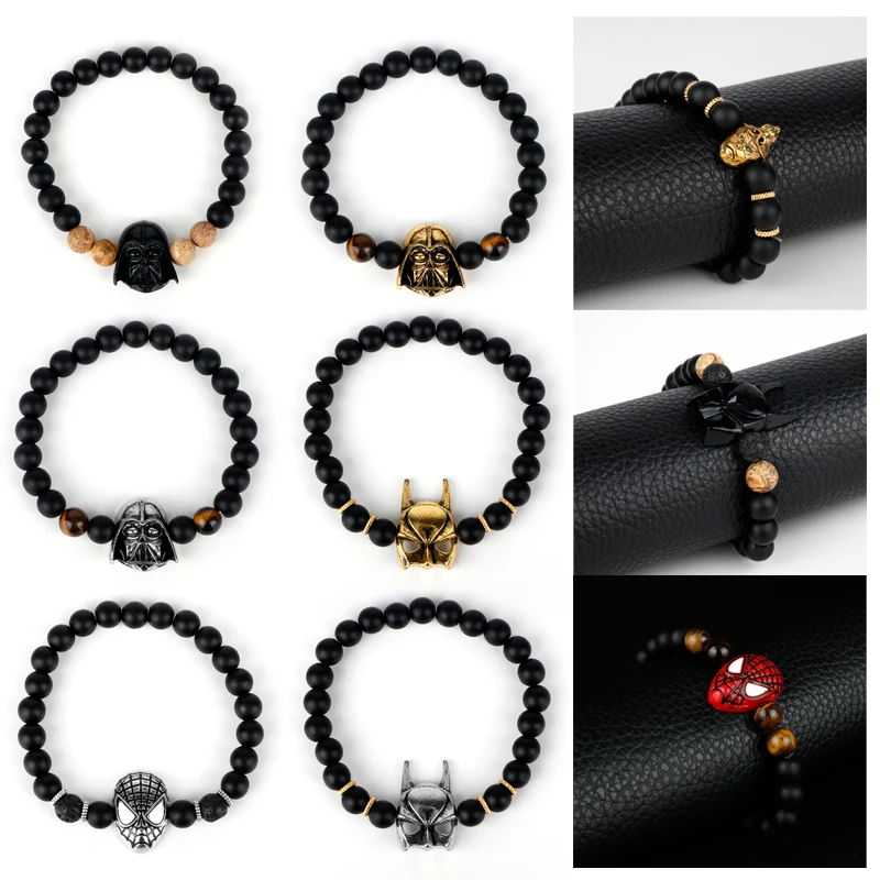 Star Wars Darth Vader Spiderman Batman Men Bracelet Women Classic Lava Stone Beaded Bracelets Fashion Jewelry Gift
Star Wars Darth Vader Spiderman Batman Men Bracelet Women Classic Lava Stone Beaded Bracelets Fashion Jewelry Gift