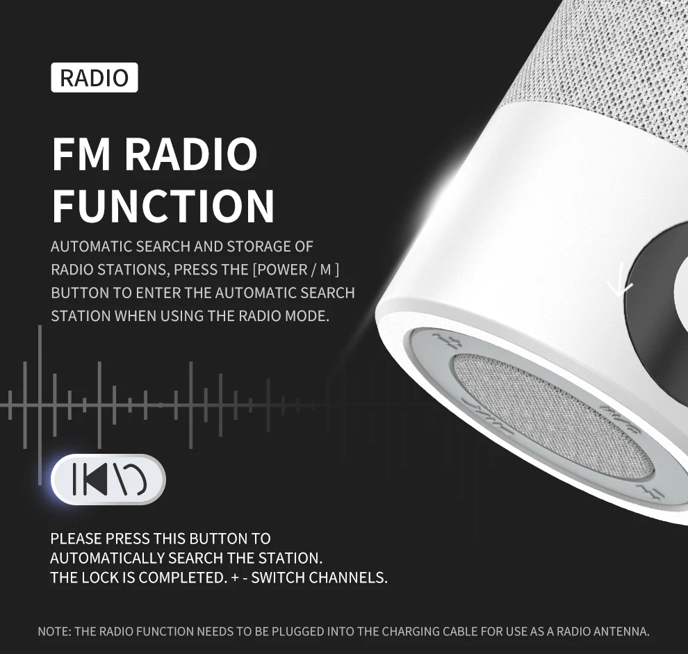 Poster - Mini Wireless Portable Bluetooth Speaker Built-in lithium battery USB Radio FM MP3 Stereo Sound Speaker For Computer Smart Phone