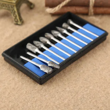 10pcs Solid Carbide Burrs Tungsten Steel Grinder Power Drilling Bits Rotary Tool