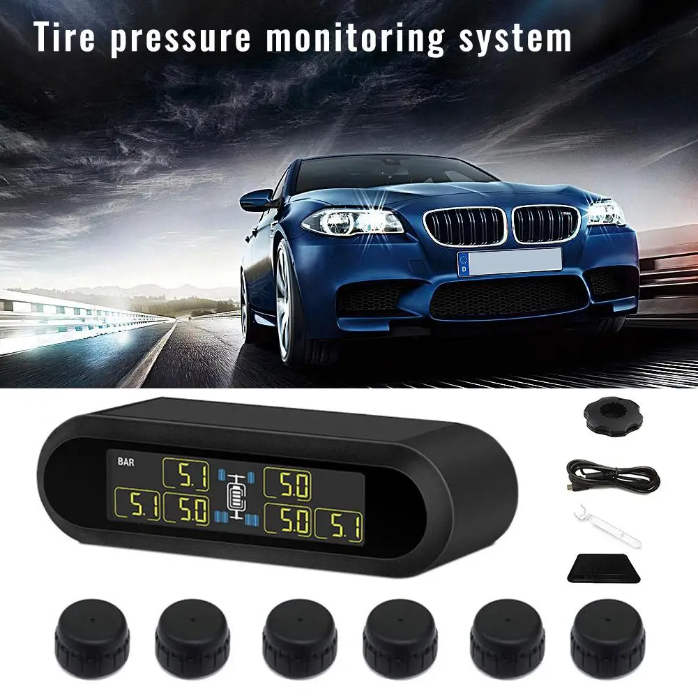 TPMS Tire Pressure Monitoring System LCD General Bus with 6 Wheels 6 Sensors Car Display Temperature Warning Solar Power Chargin
TPMS Tire Pressure Monitoring System LCD General Bus with 6 Wheels 6 Sensors Car Display Temperature Warning Solar Power Chargin