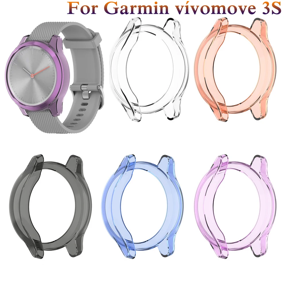 For Garmin vivomove 3S TPU Silicone Watch Case Cover fashion Bracelet Protectives Frames Shell Replacement Shockproof Clear | Наручные