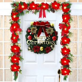 Merry Christmas Party Poinsettia Wreath Door Wall Garland Decoration Christmas Decorations For Home navidad decoraciones
Merry Christmas Party Poinsettia Wreath Door Wall Garland Decoration Christmas Decorations For Home navidad decoraciones