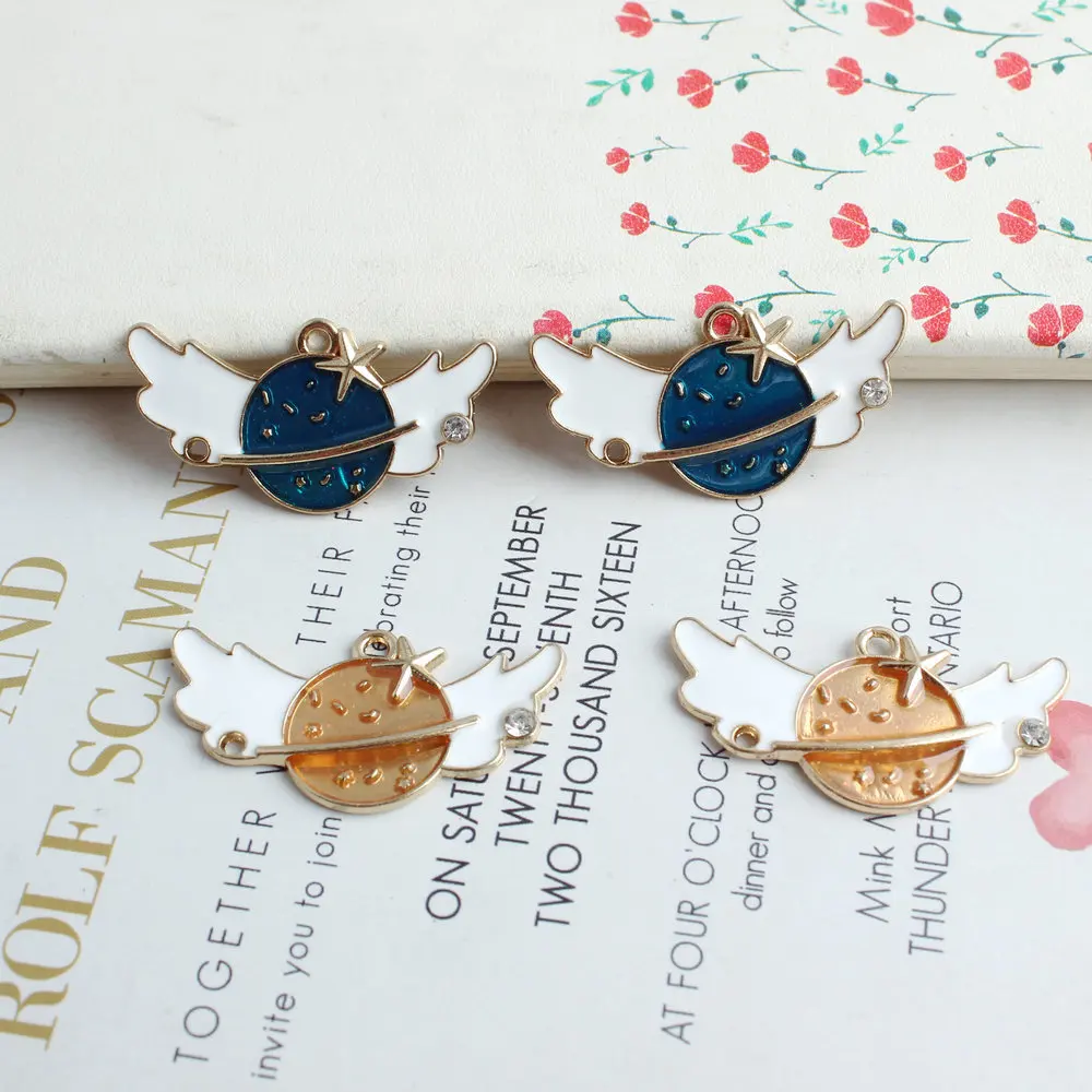 10pcs Drop Oil Wing Planet Charms Pendants Gold Color Tone Metal Enamel Charms Fit Bracelets Earrings DIY Jewelry Accessories
10pcs Drop Oil Wing Planet Charms Pendants Gold Color Tone Metal Enamel Charms Fit Bracelets Earrings DIY Jewelry Accessories