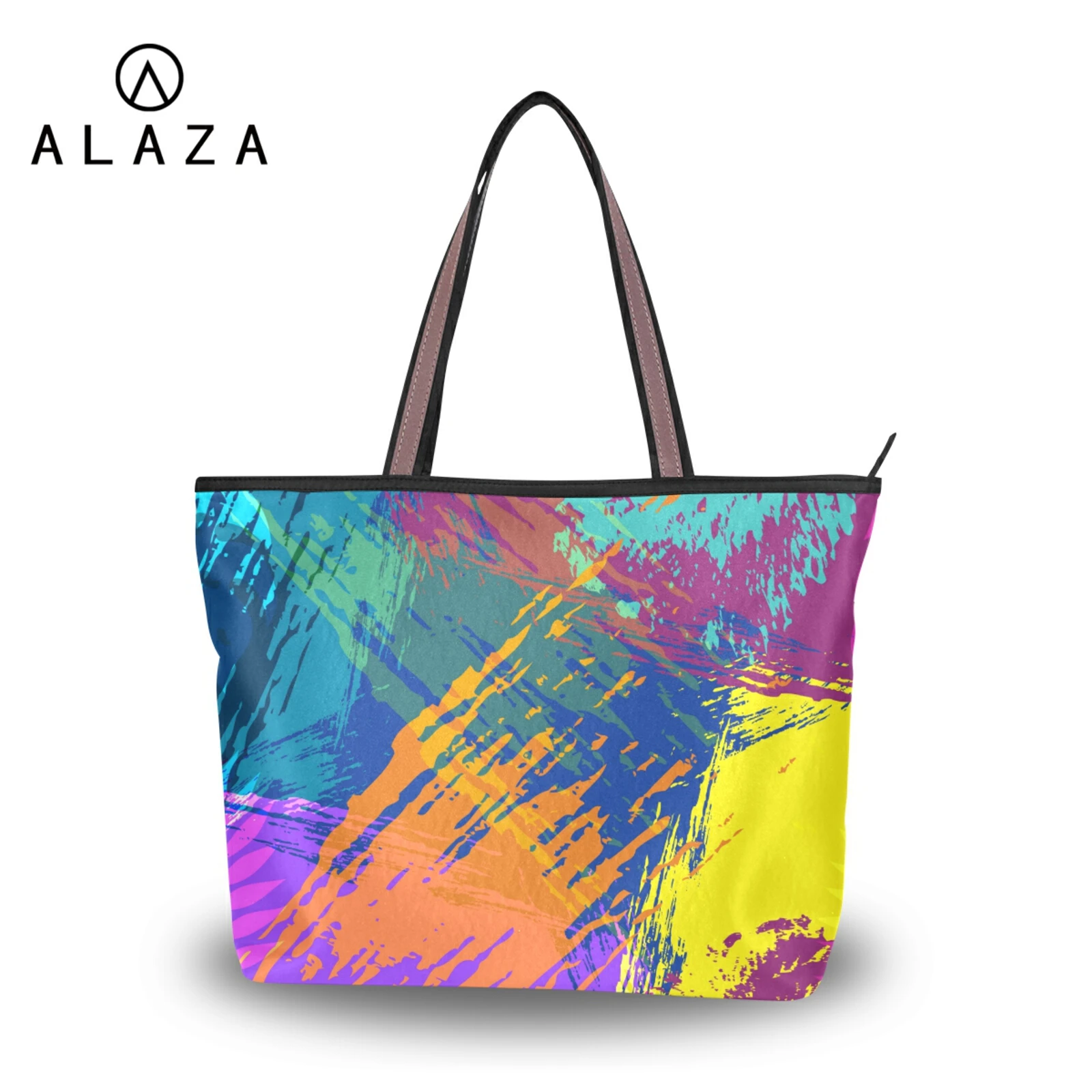 

Women Graffiti Shopping Bag Female Canvas Zipper Shoulder Bag Environmental Storage Handbag Reusable Foldable Eco Grocery Totes