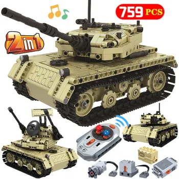 759PCS City Electric Remote Control Tank 2 in 1 Model Building Blocks Technic Military RC Tank Bricks Toys For Boys
759PCS City Electric Remote Control Tank 2 in 1 Model Building Blocks Technic Military RC Tank Bricks Toys For Boys