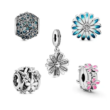 925 Sterling Silver Blue Daisy Flower With Crystal Charm Bead Fit Women Pandora Bracelet & Necklace Jewelry 
925 Sterling Silver Blue Daisy Flower With Crystal Charm Bead Fit Women Pandora Bracelet & Necklace Jewelry
