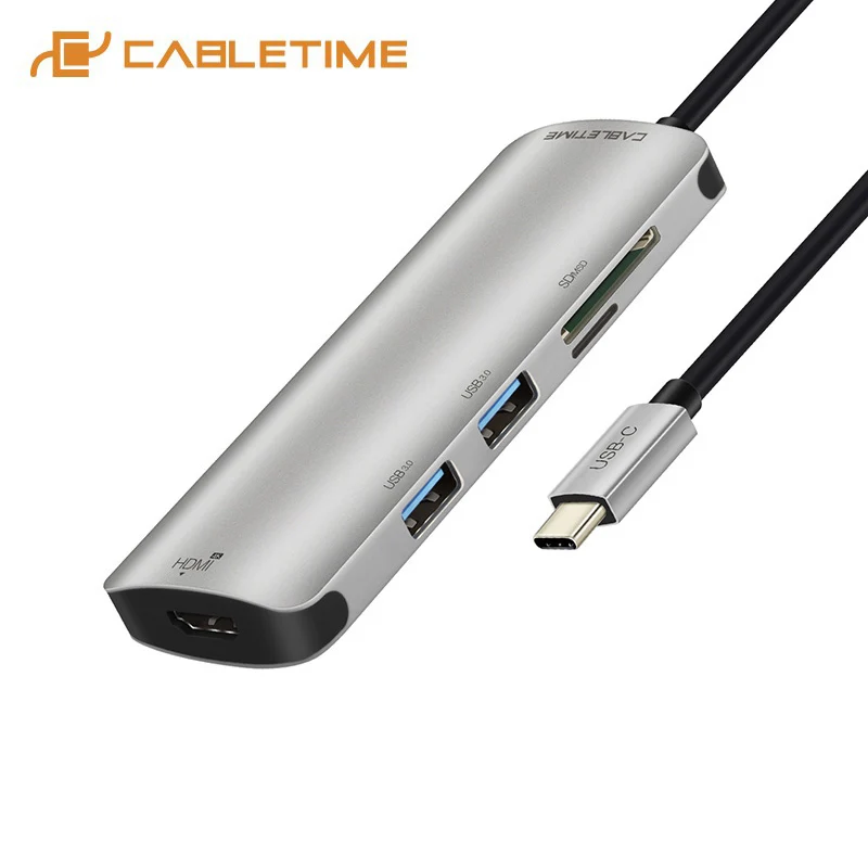 CABLETIME USB C HUB Type C to USB 3.0 HDMI 4K TF SD Card Reader 6 in 1 USB-C Charger For laptop PC Matebook MacBook Pro C040
CABLETIME USB C HUB Type C to USB 3.0 HDMI 4K TF SD Card Reader 6 in 1 USB-C Charger For laptop PC Matebook MacBook Pro C040