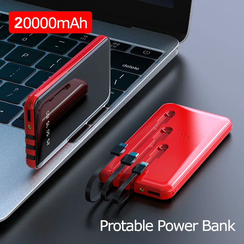 20000 mAh Portable Power Bank Full Screen Built-in 3 Cables Powerbank Fast Charging External Battery for iPhone Xiaomi Samsung
20000 mAh Portable Power Bank Full Screen Built-in 3 Cables Powerbank Fast Charging External Battery for iPhone Xiaomi Samsung