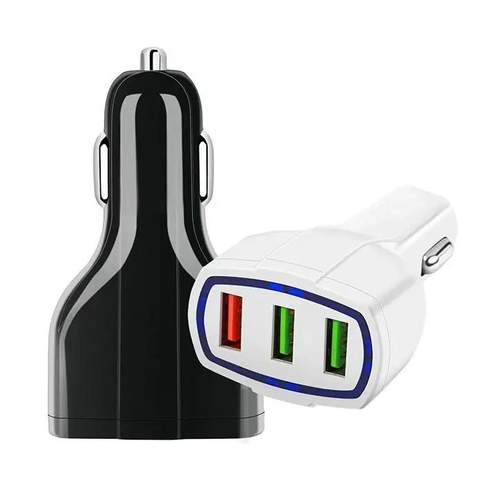 Автомобильное зарядное устройство 3 порта USB для быстрой зарядки мобильного