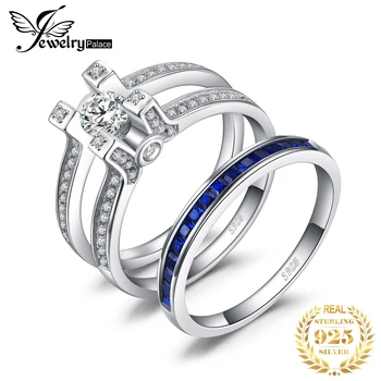 JPalace Created Sapphire CZ Engagement Ring 925 Sterling Silver Rings for Women Wedding Rings Bridal Sets Silver 925 Jewelry 
JPalace Created Sapphire CZ Engagement Ring 925 Sterling Silver Rings for Women Wedding Rings Bridal Sets Silver 925 Jewelry