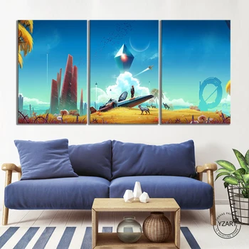 

3 piece No Man's Sky spaceship Atlas HD Game Poster Decoration Wall Painting of Bedroom Living Room