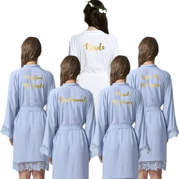 YUXINBRIDAL2019 New Light blue Bride Bridesmaid Bride Robes Cotton Kimono Robes with Lace Trim Women Wedding Bridal Robe Short
YUXINBRIDAL2019 New Light blue Bride Bridesmaid Bride Robes Cotton Kimono Robes with Lace Trim Women Wedding Bridal Robe Short