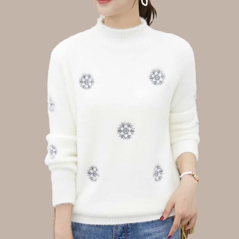 Christmas Sweater Women Winter Embroidery Mink Cashmere Pattern Mohair Snowflake Autumn Student Water Velvet Thick Warm Sweater
Christmas Sweater Women Winter Embroidery Mink Cashmere Pattern Mohair Snowflake Autumn Student Water Velvet Thick Warm Sweater
