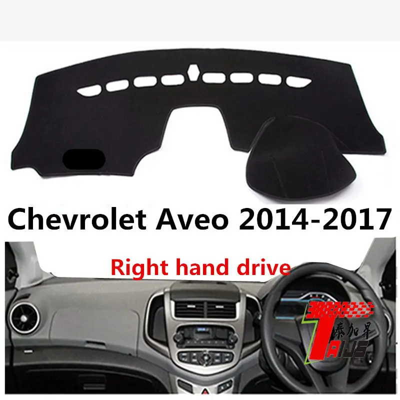 Фото Чехол Taijs для приборной панели автомобиля с правым рулем Chevrolet Aveo 2014-2017 подробная