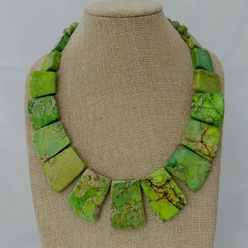 19" Green Sea Sediment Imperial Gems Stone Graduated Necklace
19" Green Sea Sediment Imperial Gems Stone Graduated Necklace