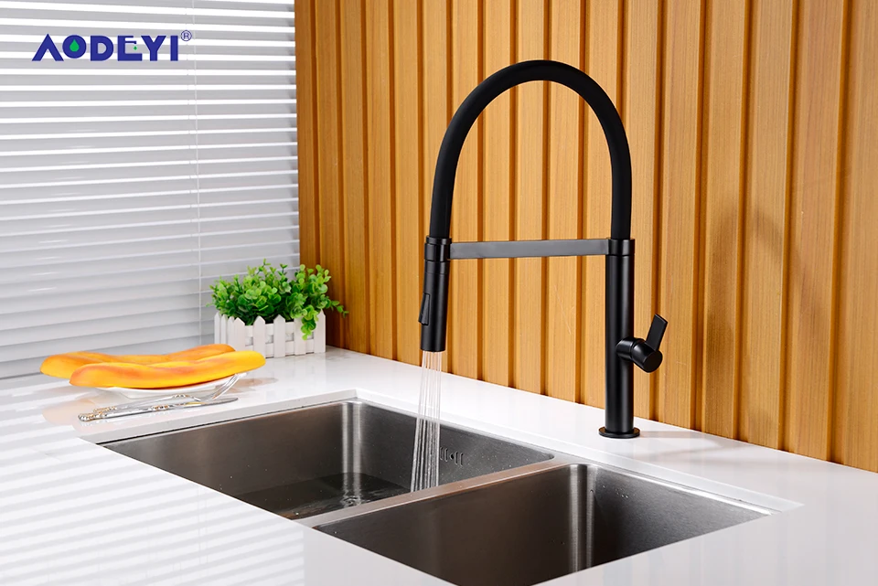 Generic Kitchen Faucet Pull Out Flexible Shower Mixer Tap Black Gourmet