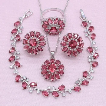Classic Red Cubic Zirconia Silver Color Jewelry Sets For Women Wedding Gift Flower Shaped Earring Pendant Necklace Ring Bracelet
Classic Red Cubic Zirconia Silver Color Jewelry Sets For Women Wedding Gift Flower Shaped Earring Pendant Necklace Ring Bracelet