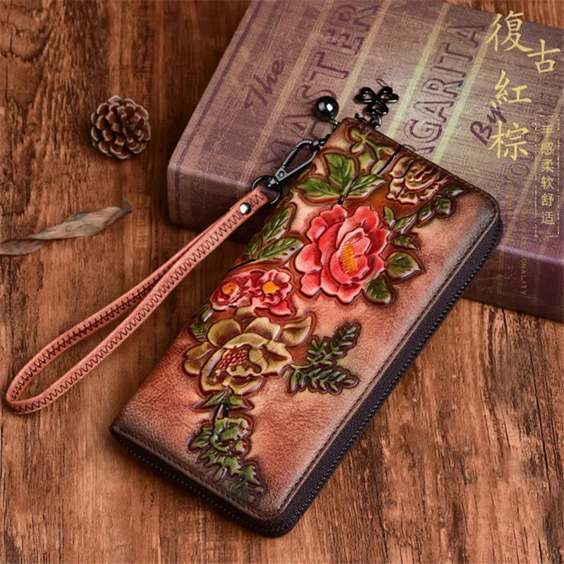 Nesitu Highend New Vintage Flower Pattern Vegatable Tanned 100% Genuine Leather Women Wallet Female Phone Clutch Bag Purse M004 
Nesitu Highend New Vintage Flower Pattern Vegatable Tanned 100% Genuine Leather Women Wallet Female Phone Clutch Bag Purse M004