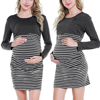 Maternity Dresses Women Long Sleeve Breastfeeding Striped Print Layer Nursing Dress Props Ropa Premama Clothes For Pregnant
Maternity Dresses Women Long Sleeve Breastfeeding Striped Print Layer Nursing Dress Props Ropa Premama Clothes For Pregnant