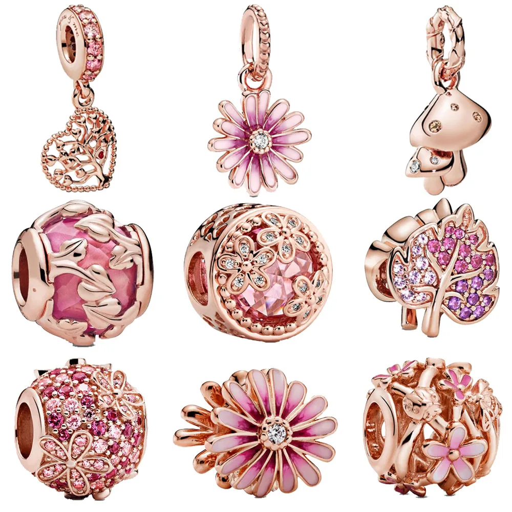 Hot 925 Sterling Silver Pink Rose-golden Sparkling Flower Pavé Leaf Charm Beads fit Original Pandora Bracelets Women Jewelry
Hot 925 Sterling Silver Pink Rose-golden Sparkling Flower Pavé Leaf Charm Beads fit Original Pandora Bracelets Women Jewelry